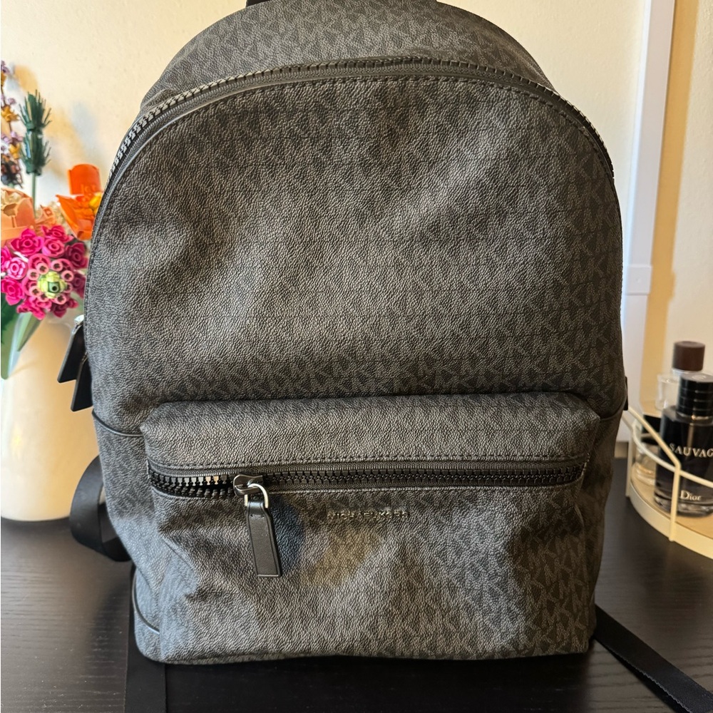 Michael Kors Gray Backpack with Leather Trim